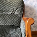 Set of 2 gray and green velvet armchairs