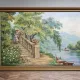 Tableau huile sur toile représentant une scène romantique