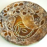 Enamelled ceramic plate, signed Bernard Buffat design from the 60s/70s