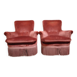 Pair of pink velvet frog armchairs – Napoleon III period