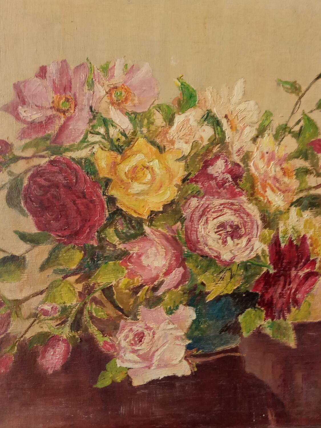 Old painting bouquet of flowers