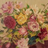 Old painting bouquet of flowers