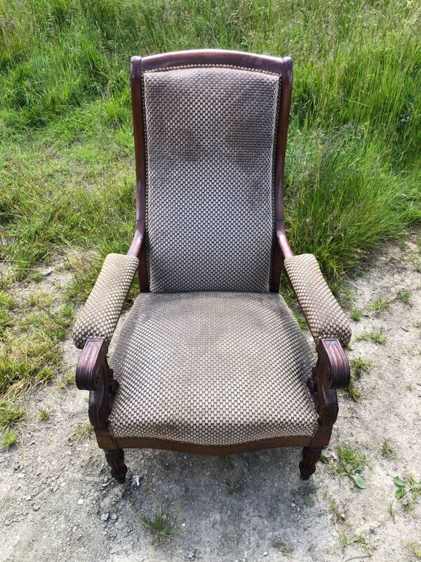 Fauteuil voltaire en bois en bois d’acajou