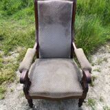 Voltaire wooden armchair in mahogany wood