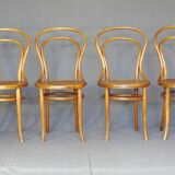 Set of 4 Kohn bistro chairs no. 30 from 1910, wooden seat