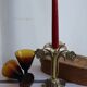 Golden metal stand candle holder