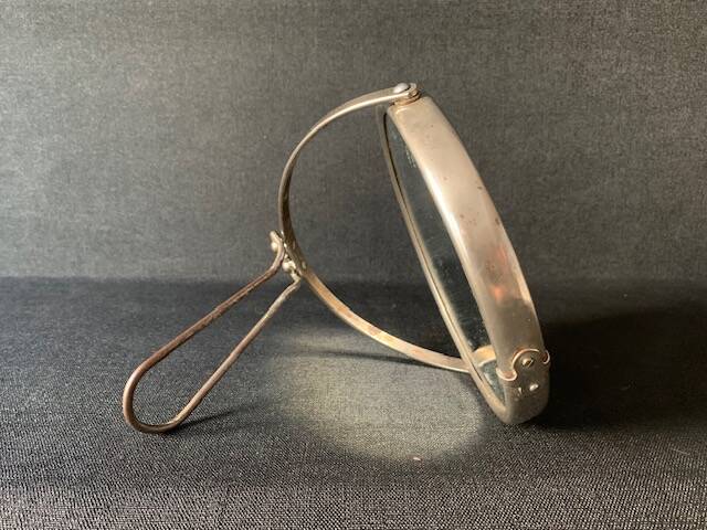 Small old barber's mirror, round, 2 sides, 1930