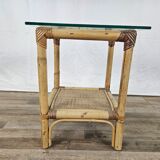Wicker coffee table with glass top