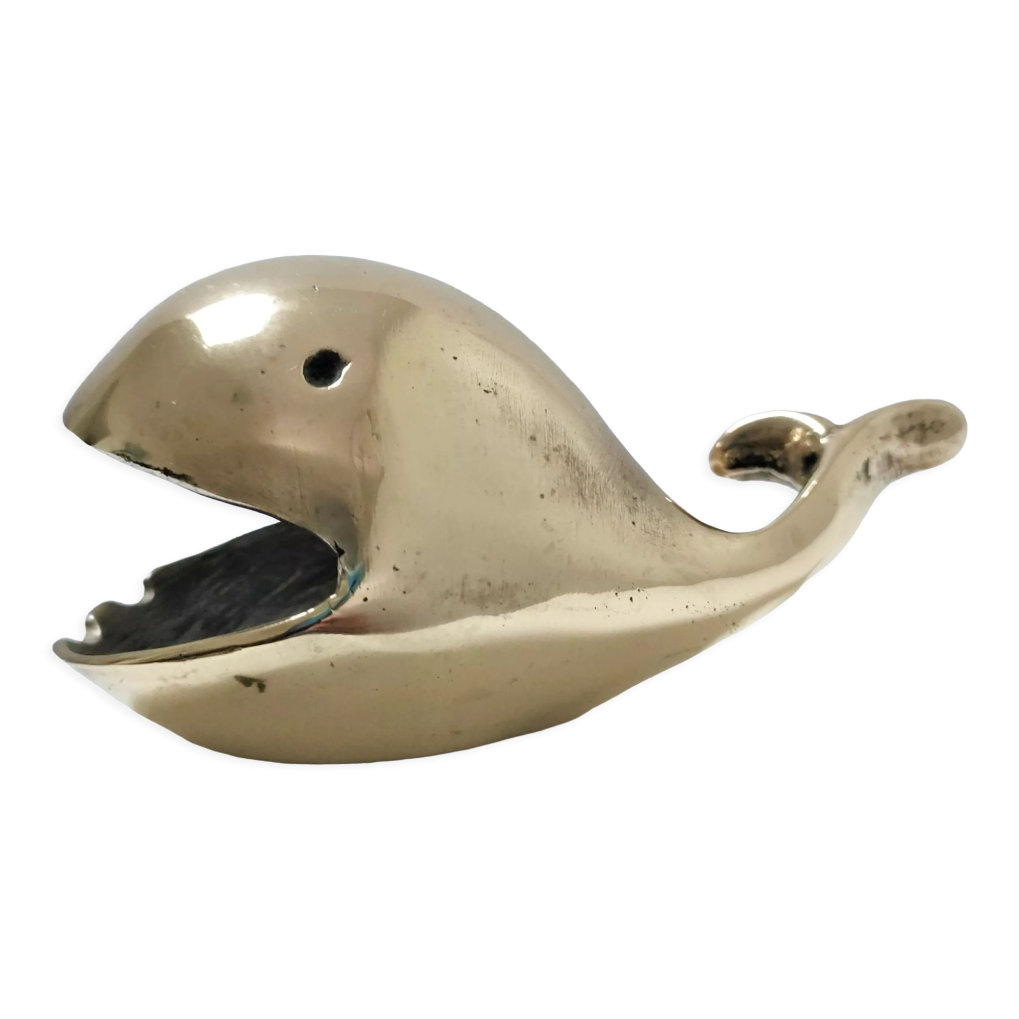 Zoomorphic ashtray massive brass whale 70s