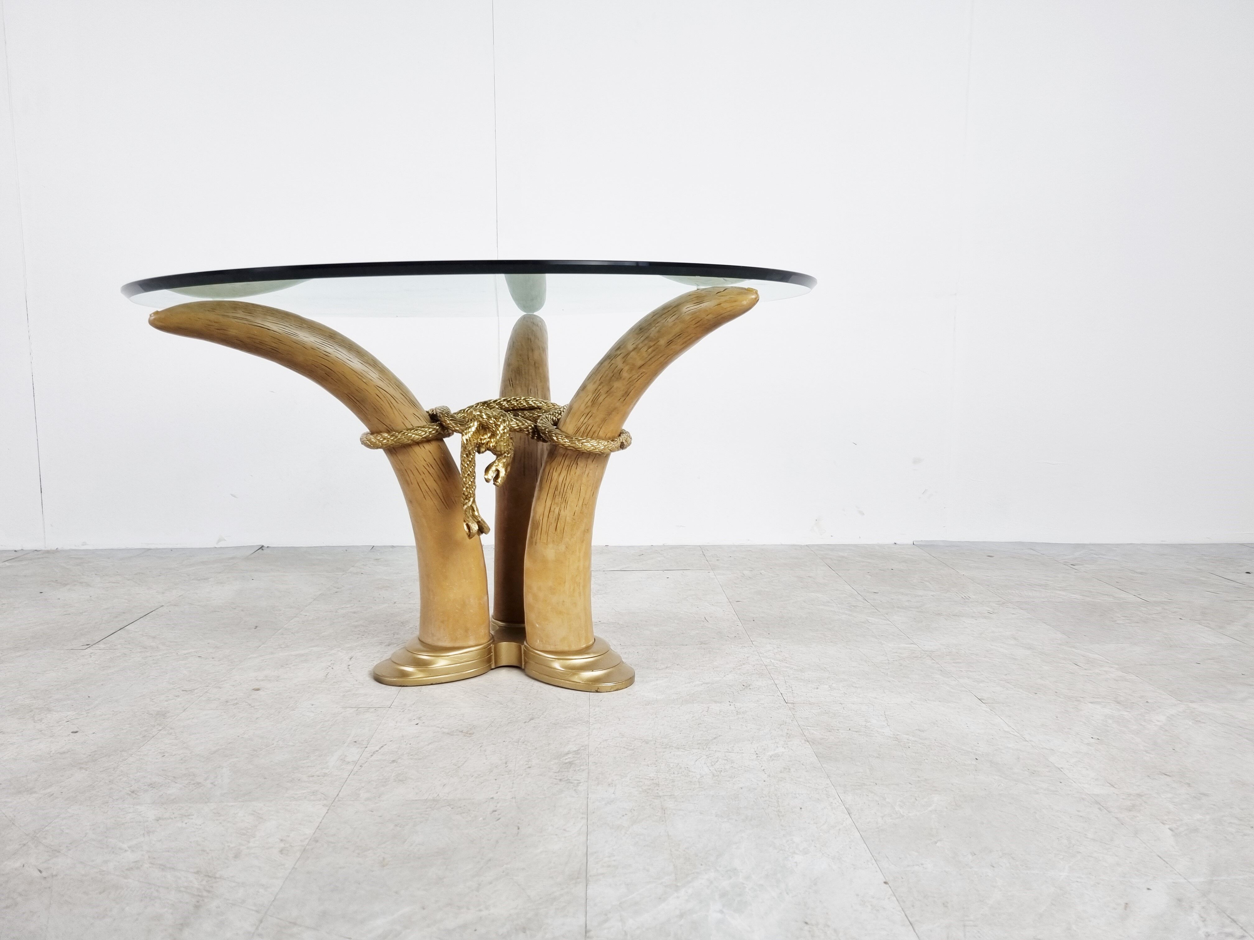 Vintage faux tusk center table or side table, 1970s