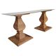 Console table in reed and glass, Italy, 1970.