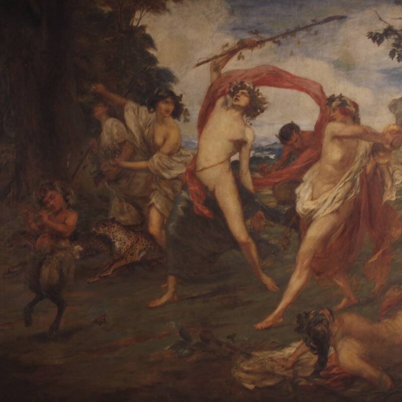 Mythological painting signed Vera Willoughby and dated 1911, Bacchanal
