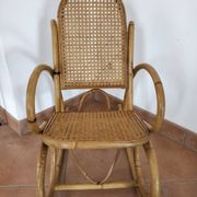 Child's rocking chair in bamboo and cane