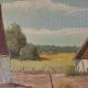 Vintage Oil Painting - Sunlit Farmyard with Chickens