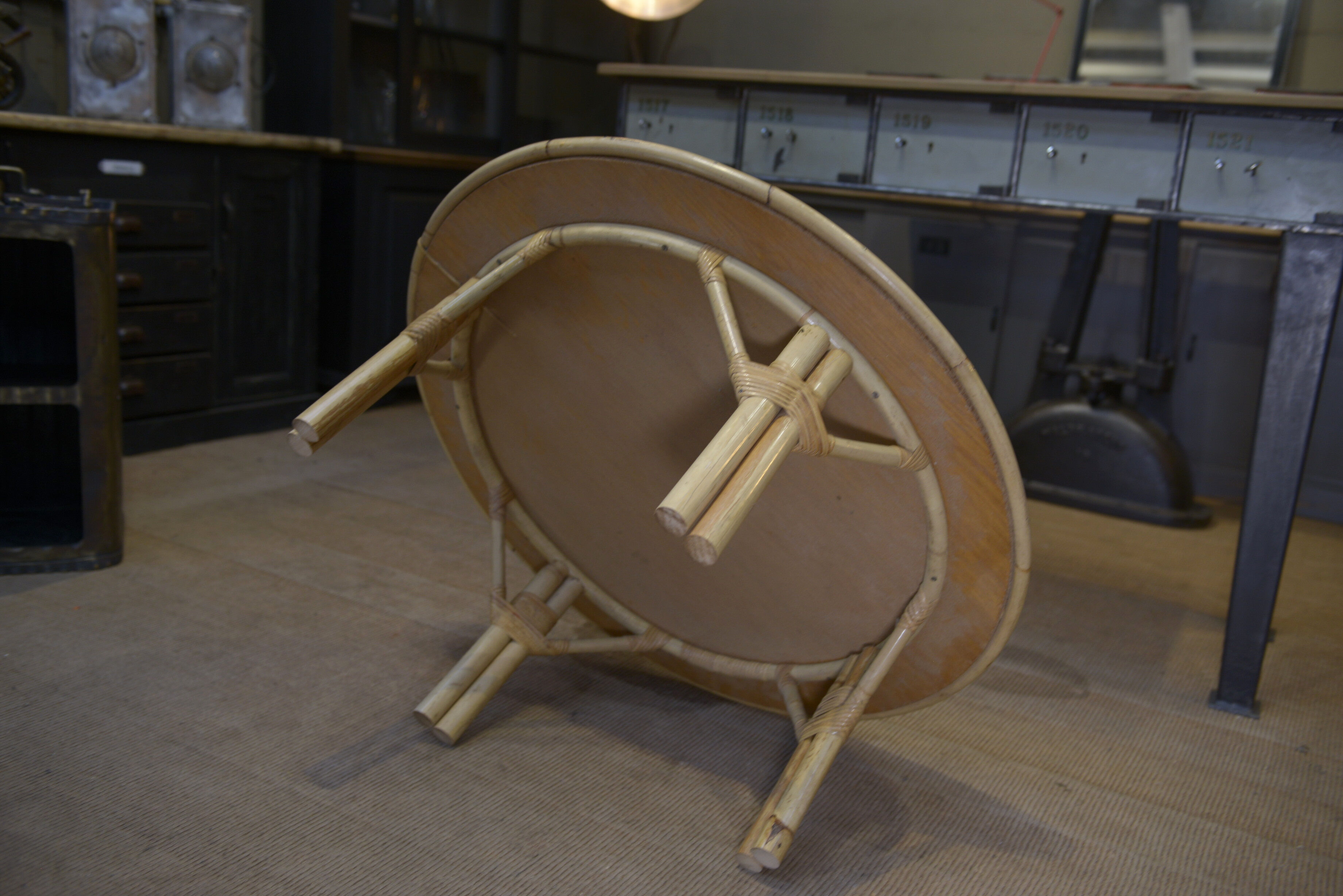 Round rattan coffee table 1960