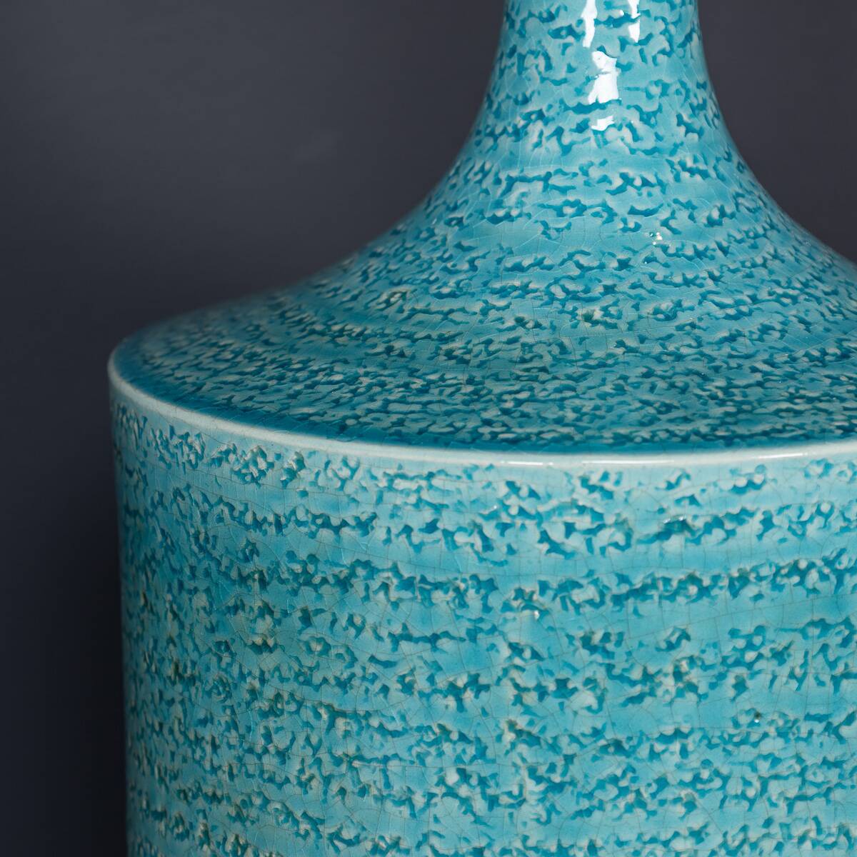 Paire de lampes de table en céramique bleue vintage française des années 1970