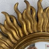 Miroir vintage 1960 soleil oeil de sorcière or bombé - 48 cm