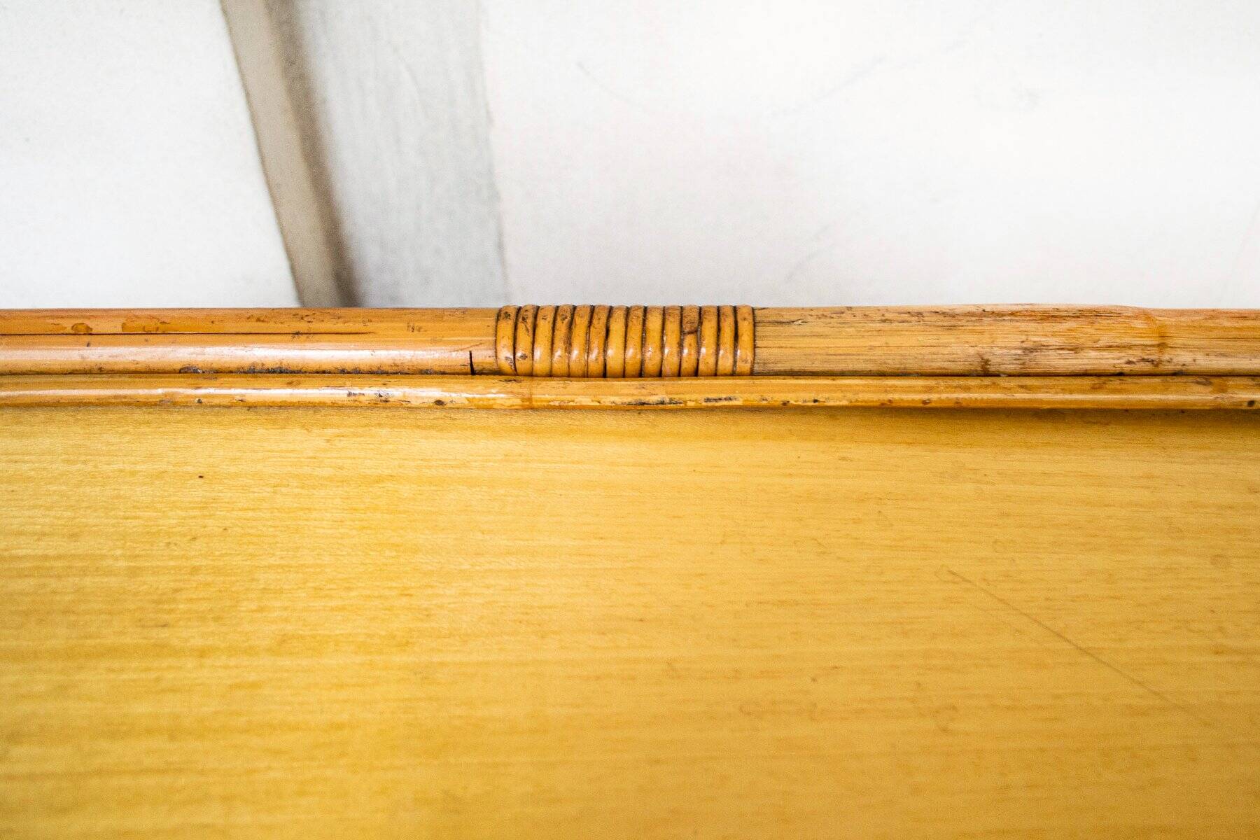 Art Deco bamboo wicker coffee table by Vivai del Sud, 1960s