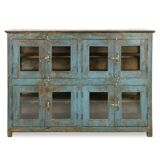 Glazed sideboard in patinated solid wood