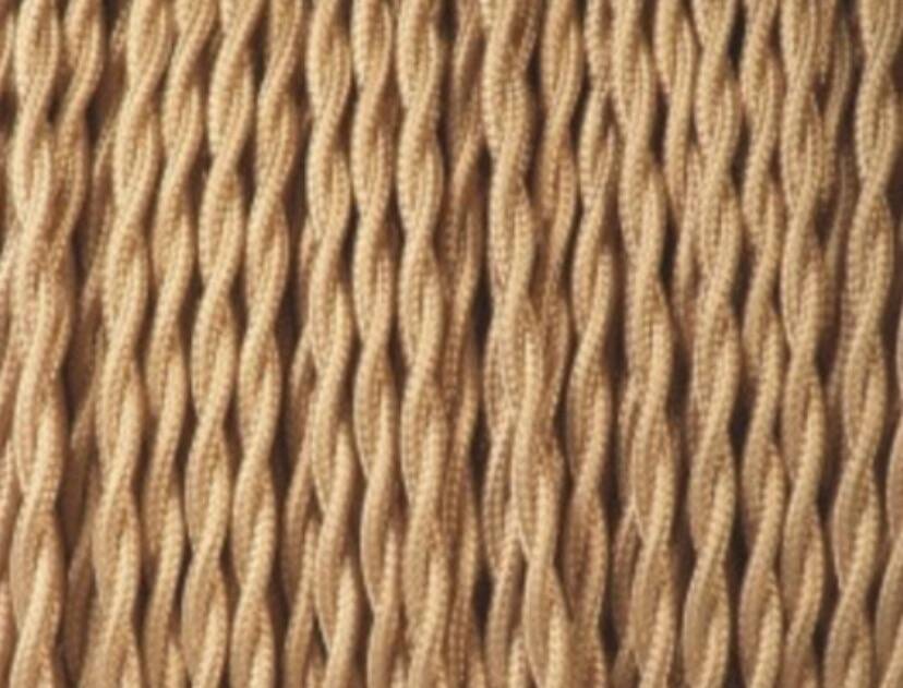 Duo de lampes rotin, câbles tissu neuf 2x2M
