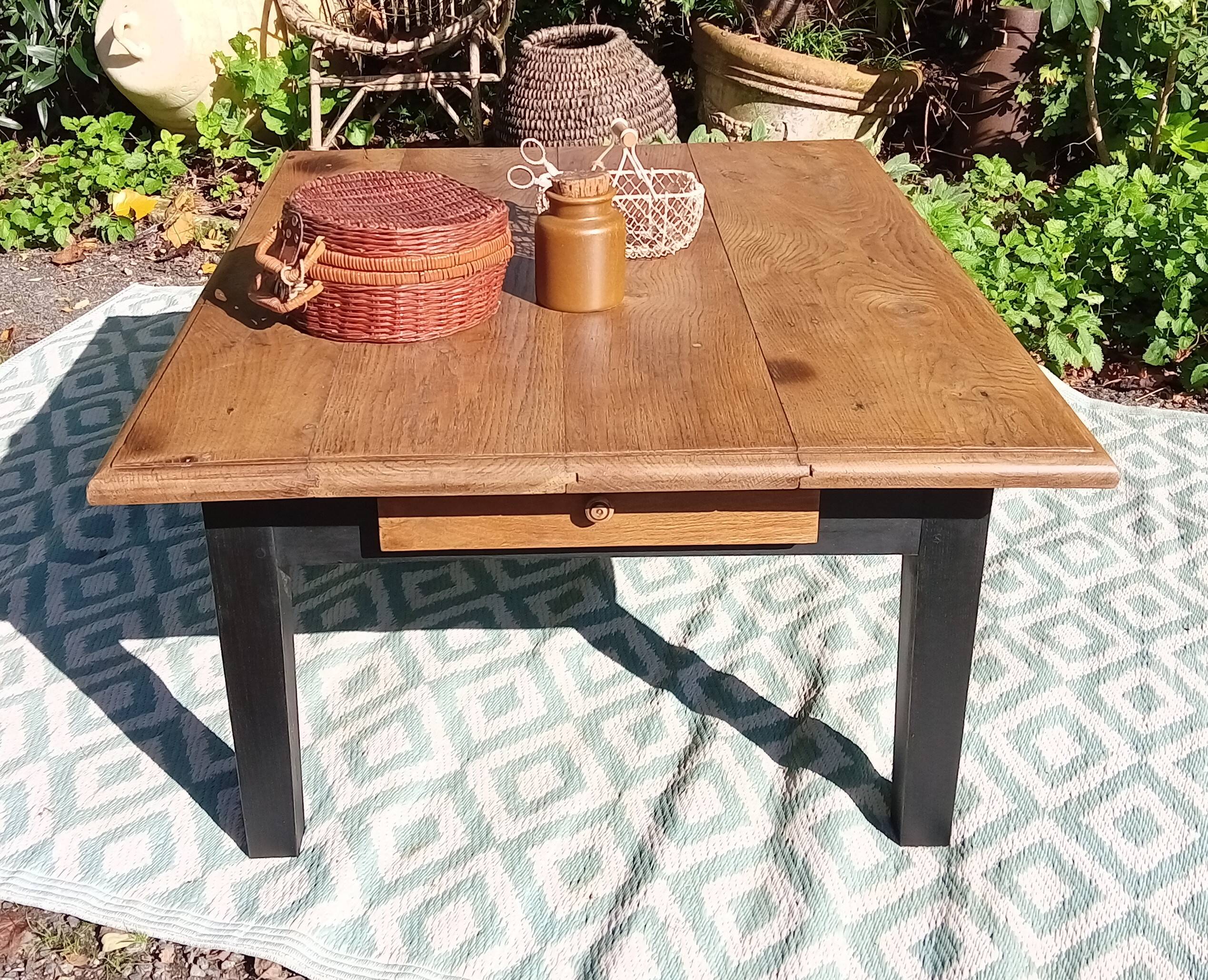 Low farmhouse table in solid oak
