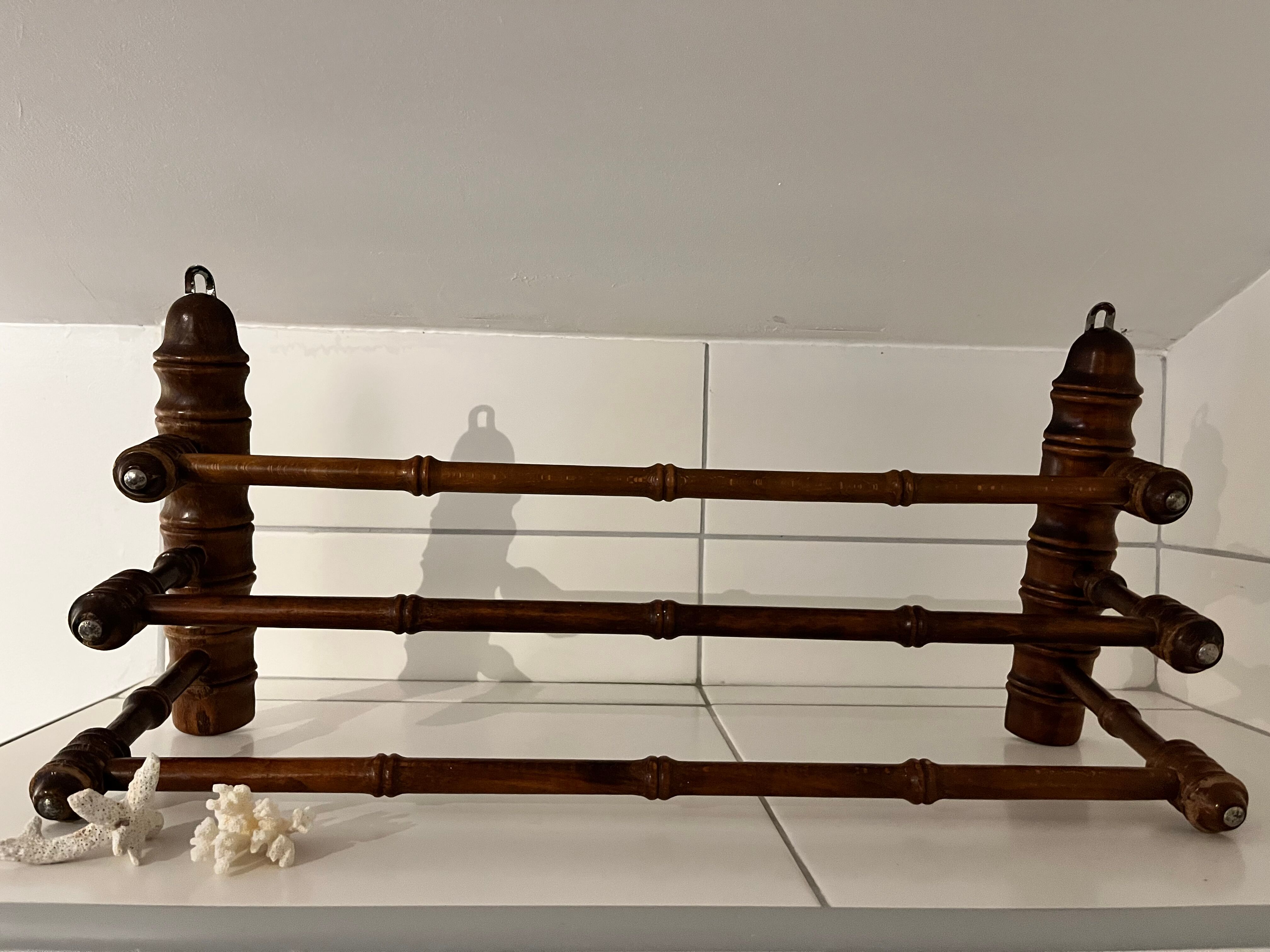 Old wooden towel rack