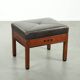 Pouf/tabouret en cuir marron chocolat au design Art Déco