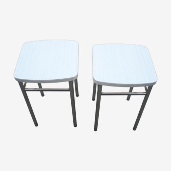 2 white formica stools