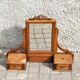 Carved wooden table mirror with ribbon bow - Old Psyche dressing table