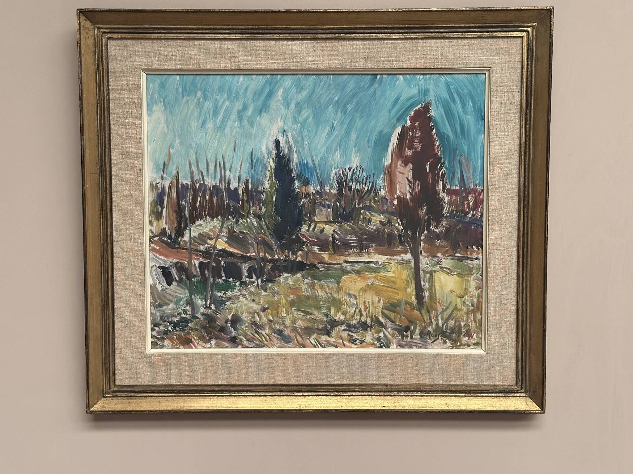 Huile sur toile originale suédoise – « Paysage » par Arvid Herbert