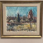 Huile sur toile originale suédoise – « Paysage » par Arvid Herbert