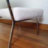 Armchair 60s chrome metal fabric buckle