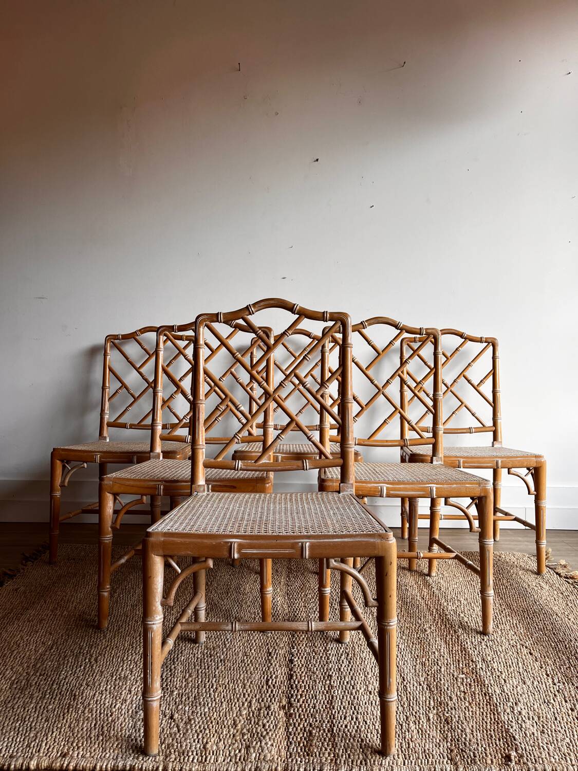 6 ‘Faux Bamboo’ dining chairs vintage