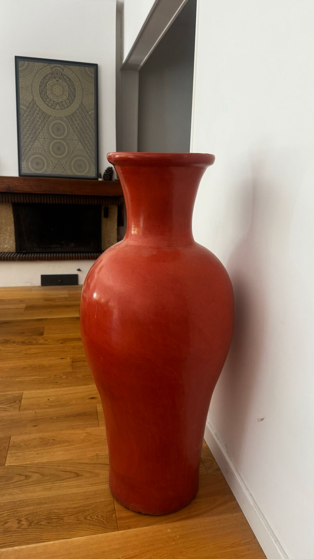Large monumental vase in red terracotta