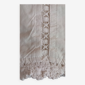 Embroidered square white tablecloth