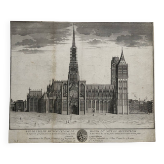 Engraving early 19th century notre dame cathedral church of rouen on the north side, engraved n. chateau slb