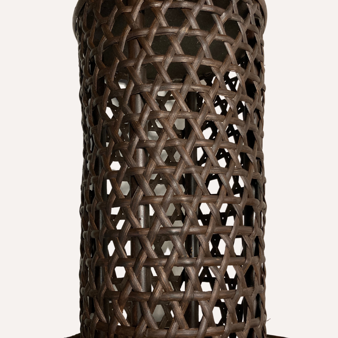 Bamboo and oak modernist brutalist side table, Dutch 1960s-1970s