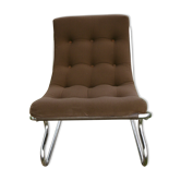 Chair tubular in Brown velvet of the 1970s