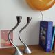 Duo of vintage design metal candlesticks