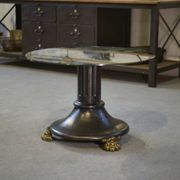 Table basse en fonte et verre églomisé néo-classique 1940’s