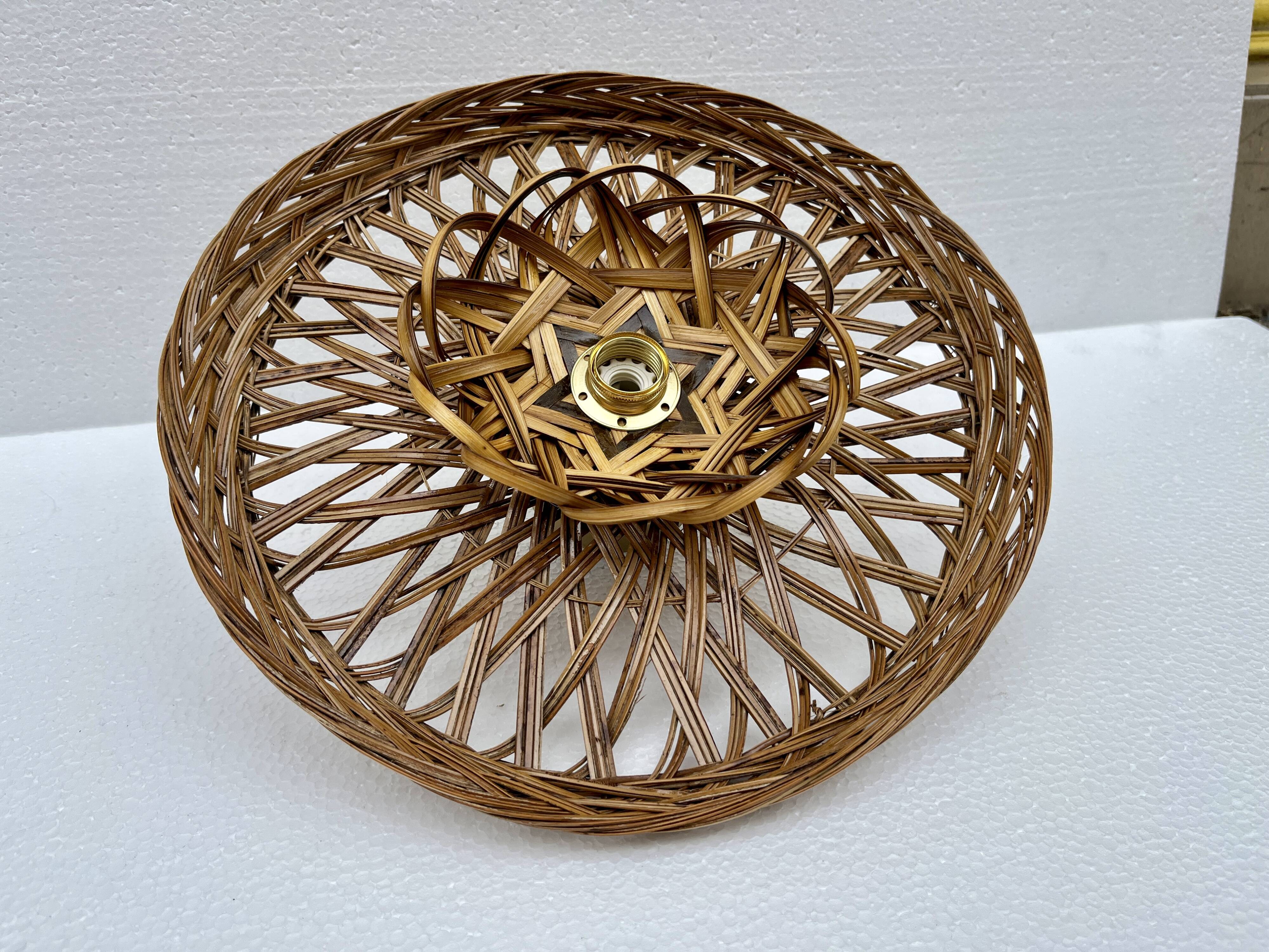 Vintage rattan basket wicker wall light 32 cm