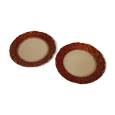 Deux assiettes à dessert porcelaine de Bavière grenat et or