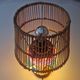 Oriental leather hand painted table lamp, Middle East 1960s