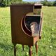 Vintage Dark Brown Wood Side Table - Vinyl Record Book Holder