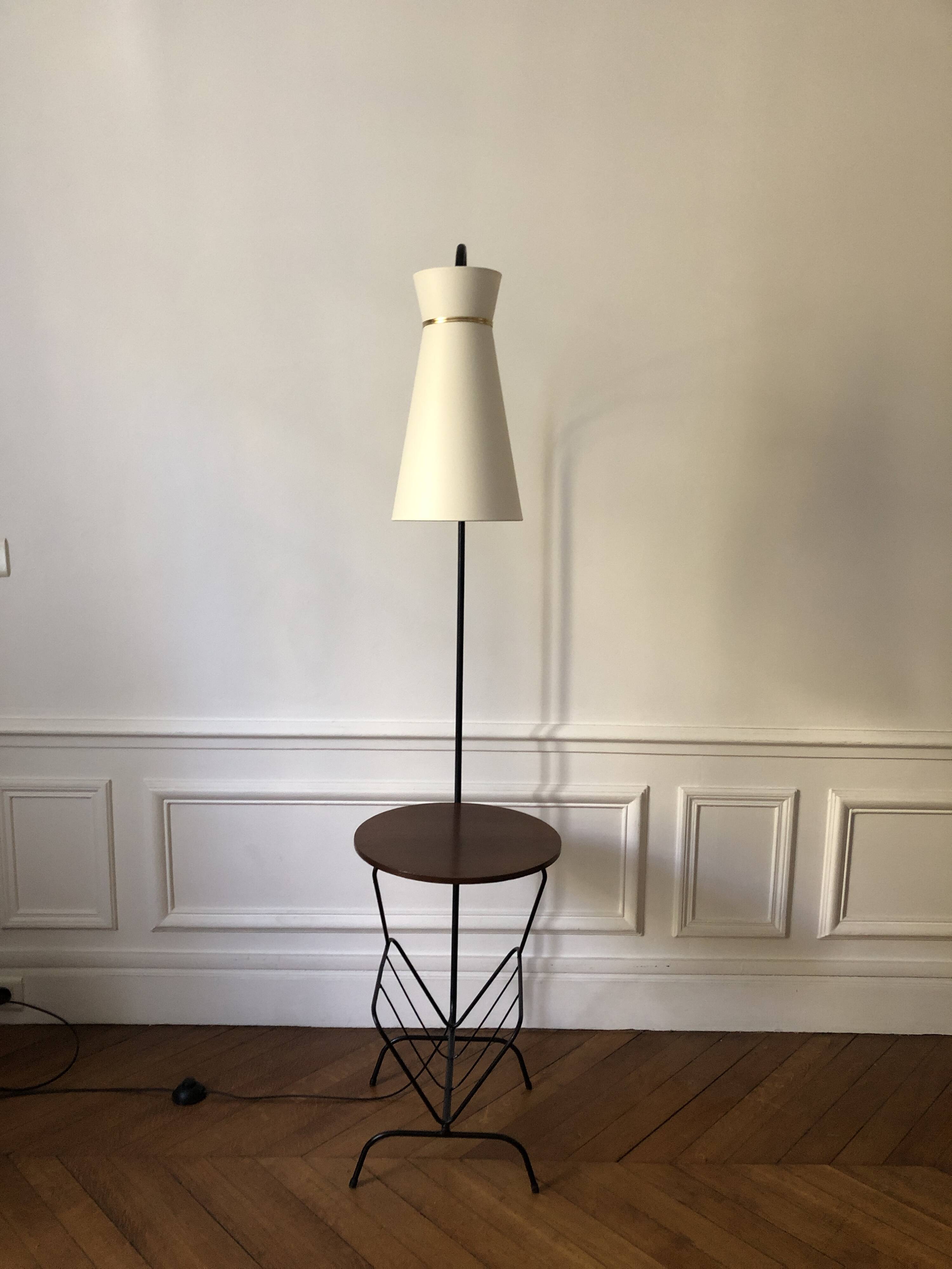 Floor lamp with shelf, magazine rack and diabolo, 1960s