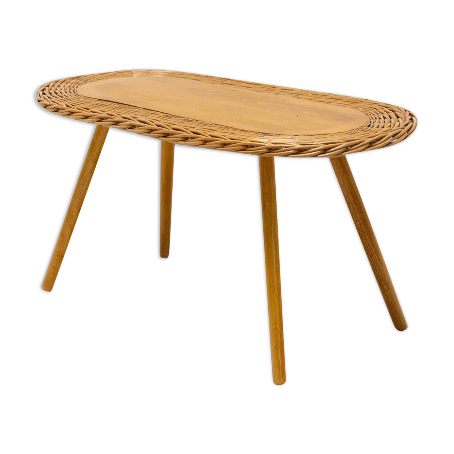 Mid century rattan stool by Jan Kalous for ÚLUV, 1960´s, Czechoslovakia