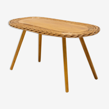 Mid century rattan stool by Jan Kalous for ÚLUV, 1960´s, Czechoslovakia