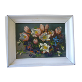 Ancient painting signed bouquet of flowers