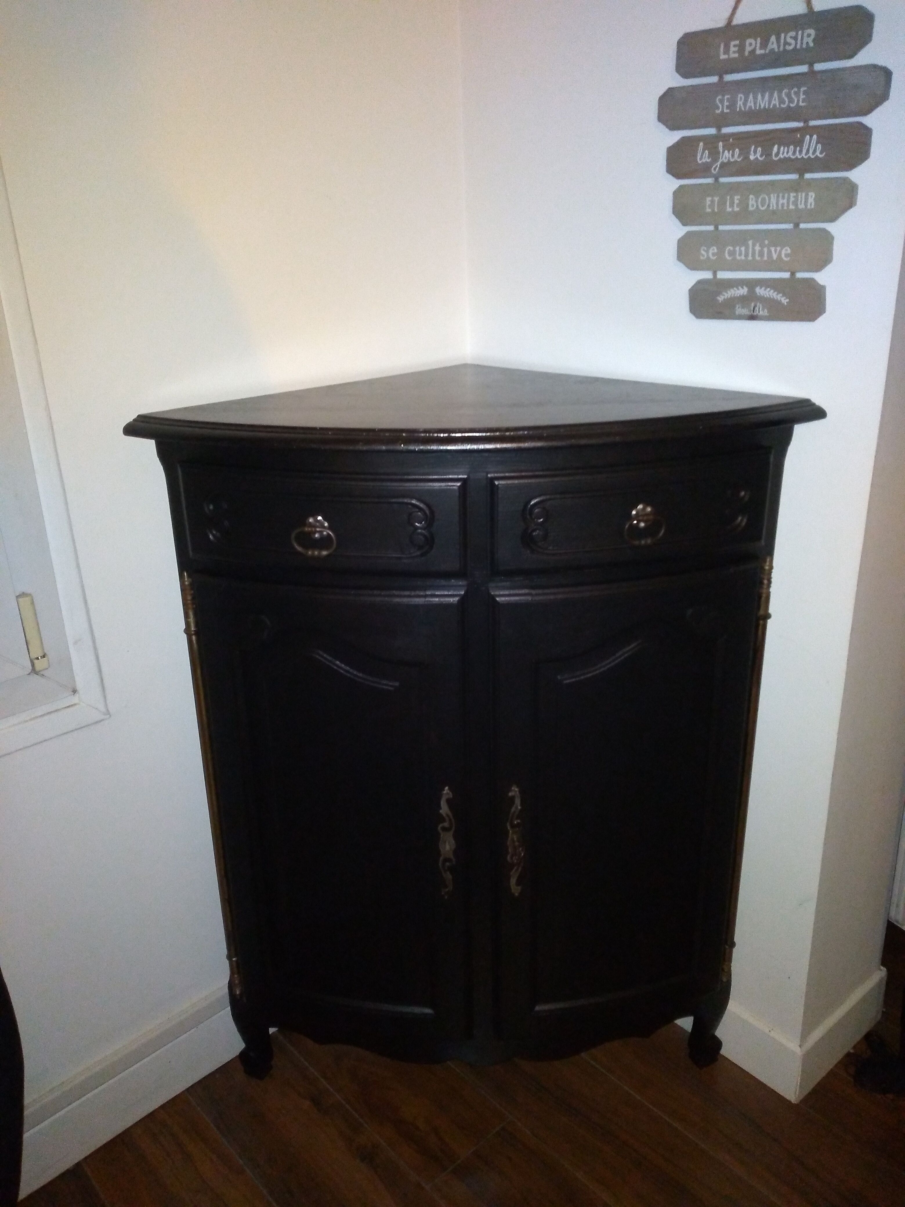 Corner sideboard louis XV style black