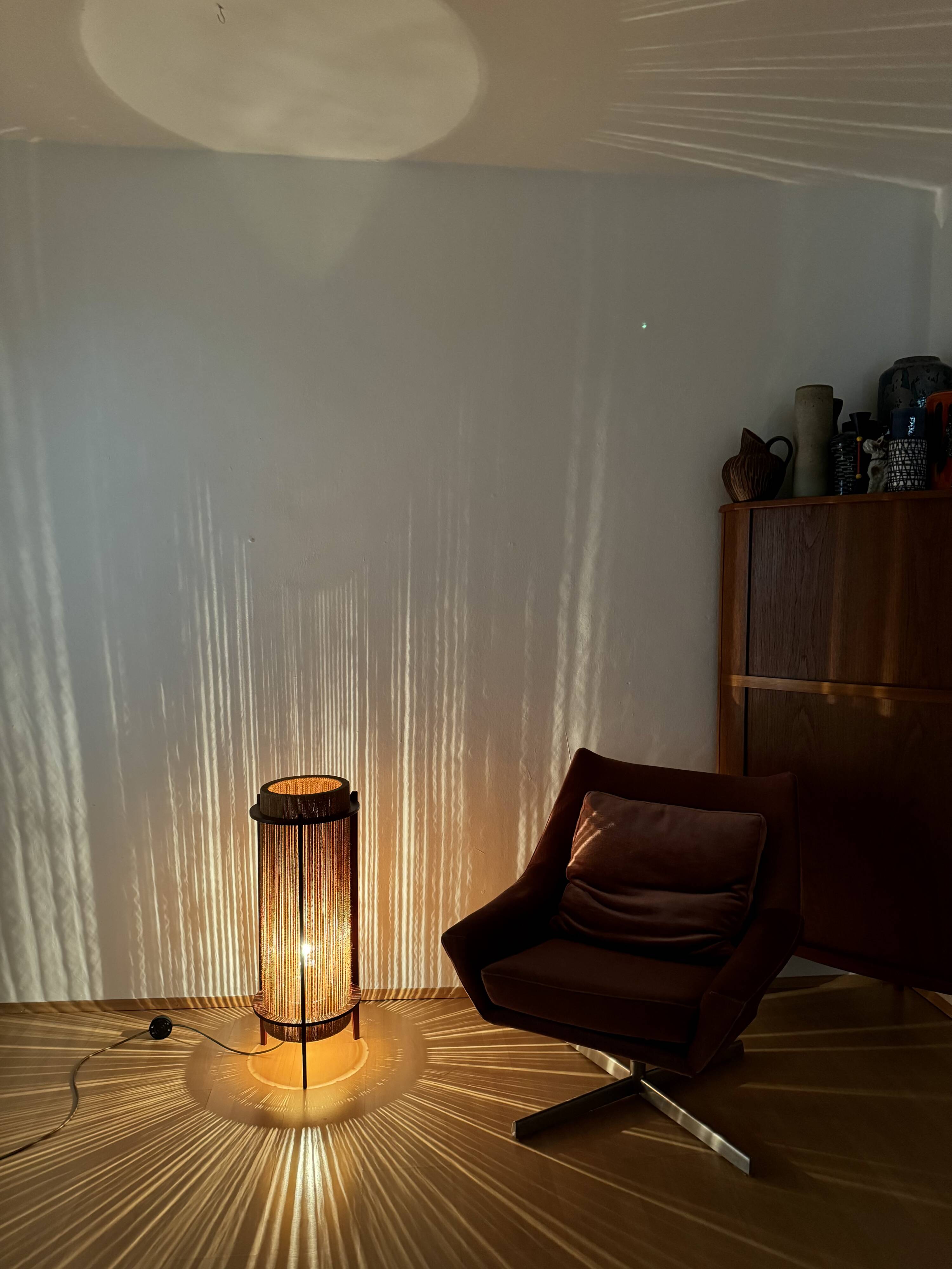 Danish Sisal and Teak Floor or Table Lamp by Ib Fabiansen for Fog and Morup